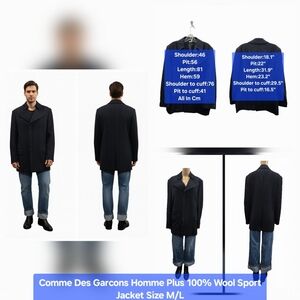 Comme Des Garcons Homme Plus 100% Wool Sport Jacket Size M/L